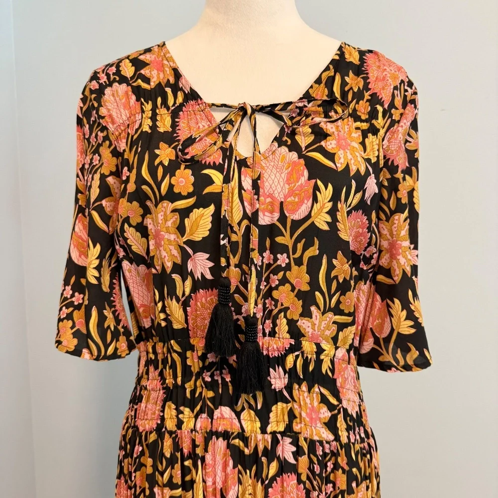 Soft Surroundings‎ Multi floral Tiered Maxi Dress Size 12
